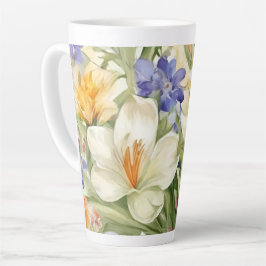 Schöne weiße Crocuses, С Frühlingsblumen Milchtasse