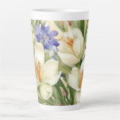 Schöne weiße Crocuses, С Frühlingsblumen Milchtasse (Vorderseite)