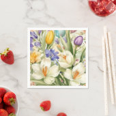 Schöne weiße Crocuses, С Frühlingsblumen Serviette (Beispiel)