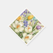 Schöne weiße Crocuses, С Frühlingsblumen Serviette (Ecke)