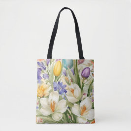 Schöne weiße Crocuses, С Frühlingsblumen Tasche