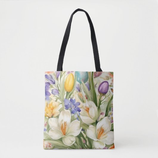 Schöne weiße Crocuses, С Frühlingsblumen Tasche (Vorderseite)