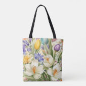 Schöne weiße Crocuses, С Frühlingsblumen Tasche (Rückseite)