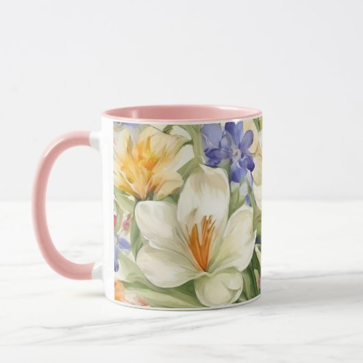 Schöne weiße Crocuses, С Frühlingsblumen Tasse (Links)