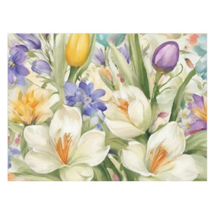 Schöne weiße Crocuses, С Frühlingsblumen Tischdecke