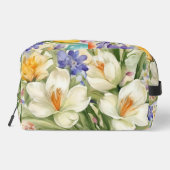 Schöne weiße Crocuses, С Frühlingsblumen Waschbeutel (Rückseite)