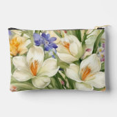 Schöne weiße Crocuses, С Frühlingsblumen Zubehörtasche (Rückseite)