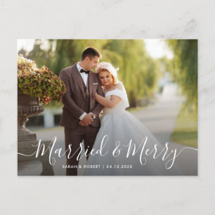 schöne weiße Drehbuch Feiertage Hochzeitsankündigu Postkarte