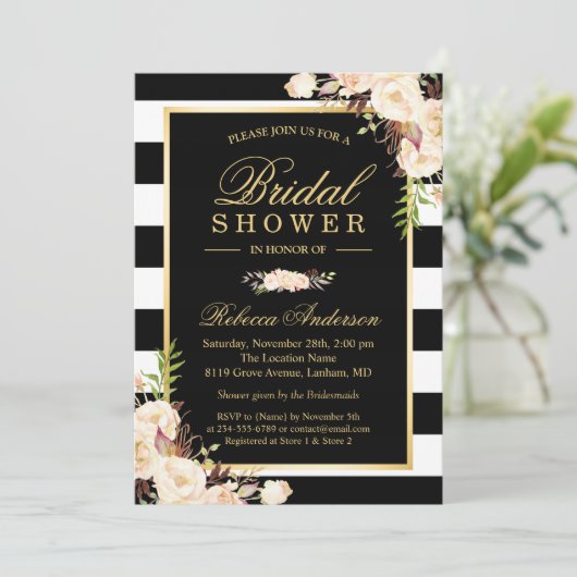 Schöne weiße Elfenbeinküste Blume Winter Brautpart Einladung (Stehend Vorderseite)