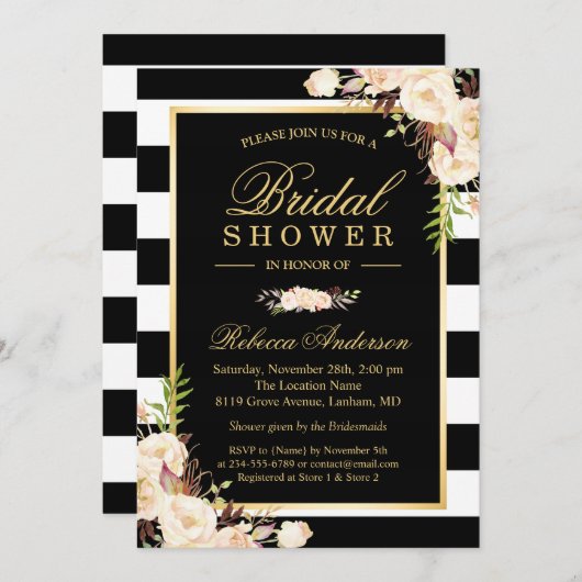 Schöne weiße Elfenbeinküste Blume Winter Brautpart Einladung (Vorne/Hinten)