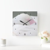 Schöne weiße Flamingo Quadratische Wanduhr (Zuhause)