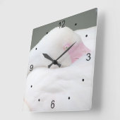 Schöne weiße Flamingo Quadratische Wanduhr (Winkel)