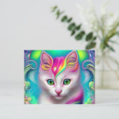 Schöne weiße Fluffy Baby Cat Postkarte (Stehend Vorderseite)