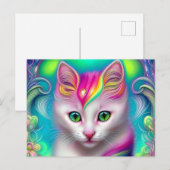 Schöne weiße Fluffy Baby Cat Postkarte (Vorne/Hinten)