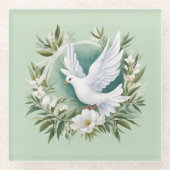 Schöne weiße Friedenstruppe Glasuntersetzer (Vorderseite)