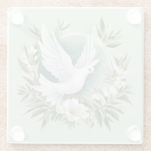 Schöne weiße Friedenstruppe Glasuntersetzer (Rückseite)