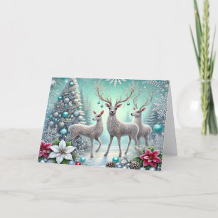 Schöne weiße Hirsch Weihnachtsfeiertagskarte Feiertagskarte