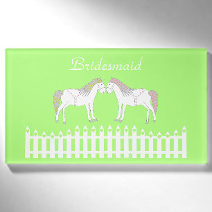 Schöne weiße Hochzeitspferde Custom Bridesmaid Namenschild