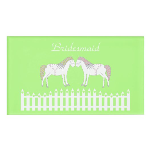 Schöne weiße Hochzeitspferde Custom Bridesmaid Namenschild (Vorderseite)