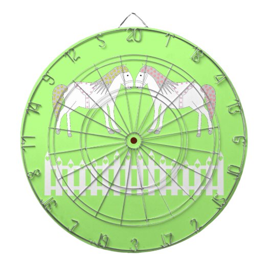 Schöne weiße Hochzeitspferde Dartscheibe (vorne)