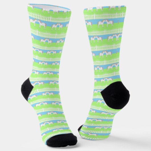 Schöne Weiße Hochzeitspferde Gemustert Socken (Gewinkelt)