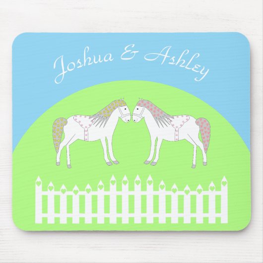 Schöne weiße Hochzeitspferde nach Maß Mousepad (Vorne)