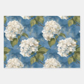 Schöne weiße Hydrangea auf blau Geschenkpapier Set (Vorderseite 2)