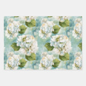 Schöne weiße Hydrangea auf blau Geschenkpapier Set (Vorderseite)