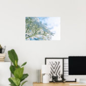 Schöne weiße Hydrangea Blooms Highkey Poster (Heimbüro)