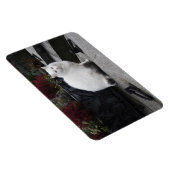 Schöne weiße Katze auf einem Grab Magnet (Rechte Seite)