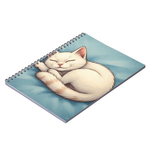 Schöne weiße Katze Blue Notebook-Abdeckung Notizblock (Linke Seite)