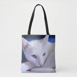 Schöne weiße Katze/Foto des Haustiers hinzufügen Tasche