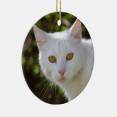 Schöne weiße Katze Keramikornament (Rechts)