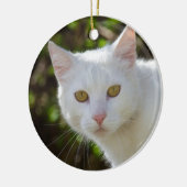 Schöne weiße Katze Keramikornament (Links)