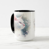 SCHÖNE WEISSE KATZE MIT BLAUEN AUGEN TASSE (Vorderseite Links)