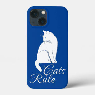 Schöne weiße Katze mit "Cats Rule" Text Case-Mate iPhone Hülle