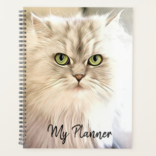 Schöne weiße Katze Planer