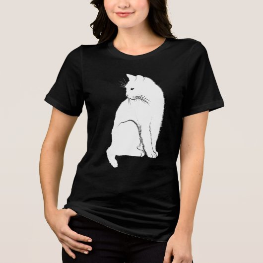 Schöne weiße Katze Tri-Blend Shirt (Vorderseite)