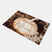 Schöne Weiße Kürbis Herbstwiese Fußmatte (Schrägansicht)