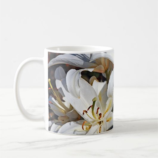 Schöne weiße Lilien Kaffeetasse (Links)