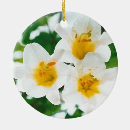 Schöne weiße Lilien - Lilium candidum Keramik Ornament (Hinten)