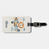 Schöne, weiße Löwe auf einem charmanten Flugzeug Gepäckanhänger (Vorderseite horizontal)