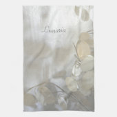 Schöne weiße Lunaria Silver Dollar Elegant Grau Geschirrtuch (Vertikal)