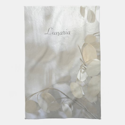 Schöne weiße Lunaria Silver Dollar Elegant Grau Geschirrtuch (Vertikal)