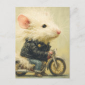Schöne weiße Maus auf einem Motorrad Postkarte (Vorderseite)