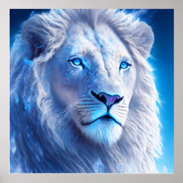 Schöne weiße Mystik mit blauen Augen Poster