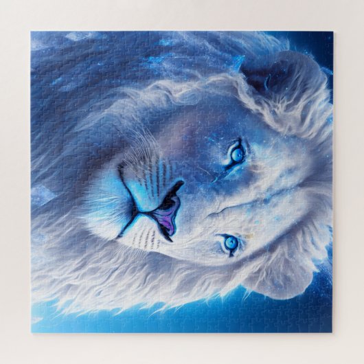 Schöne weiße Mystik mit blauen Augen Puzzle (Horizontal)