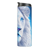 Schöne weiße Mystik mit blauen Augen Thermosbecher (Nach rechts gedreht)