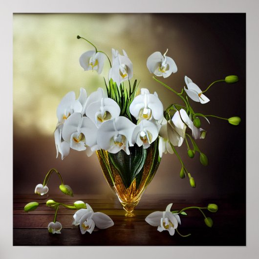 Schöne weiße Orchideen floral Bouquet Poster (Vorne)