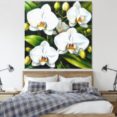 schöne weiße Orchideen Leinwanddruck (Insitu (Schlafzimmer))